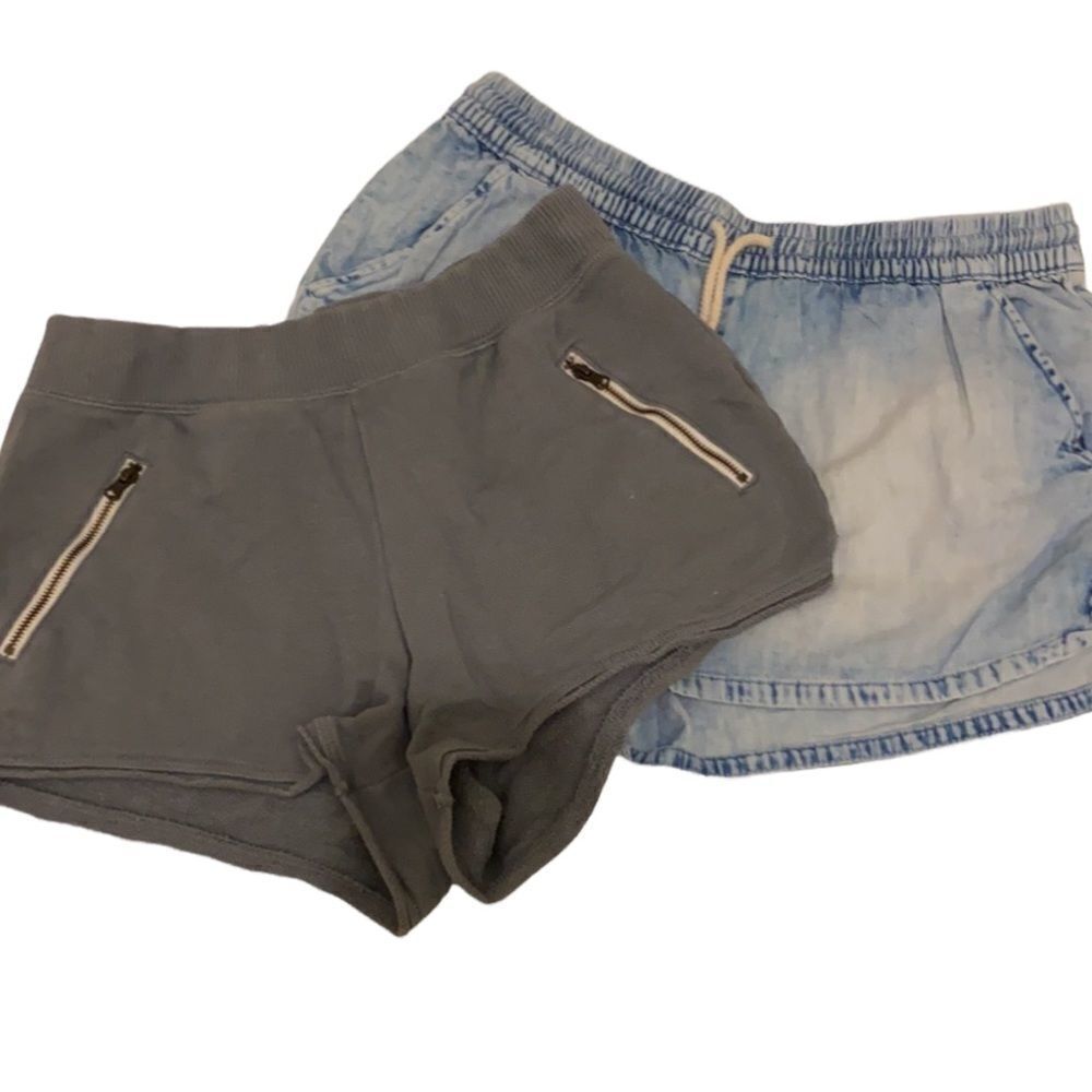 BUNDLE American Eagle Aerie 2 pair cotton shorts; blue and green. Size S